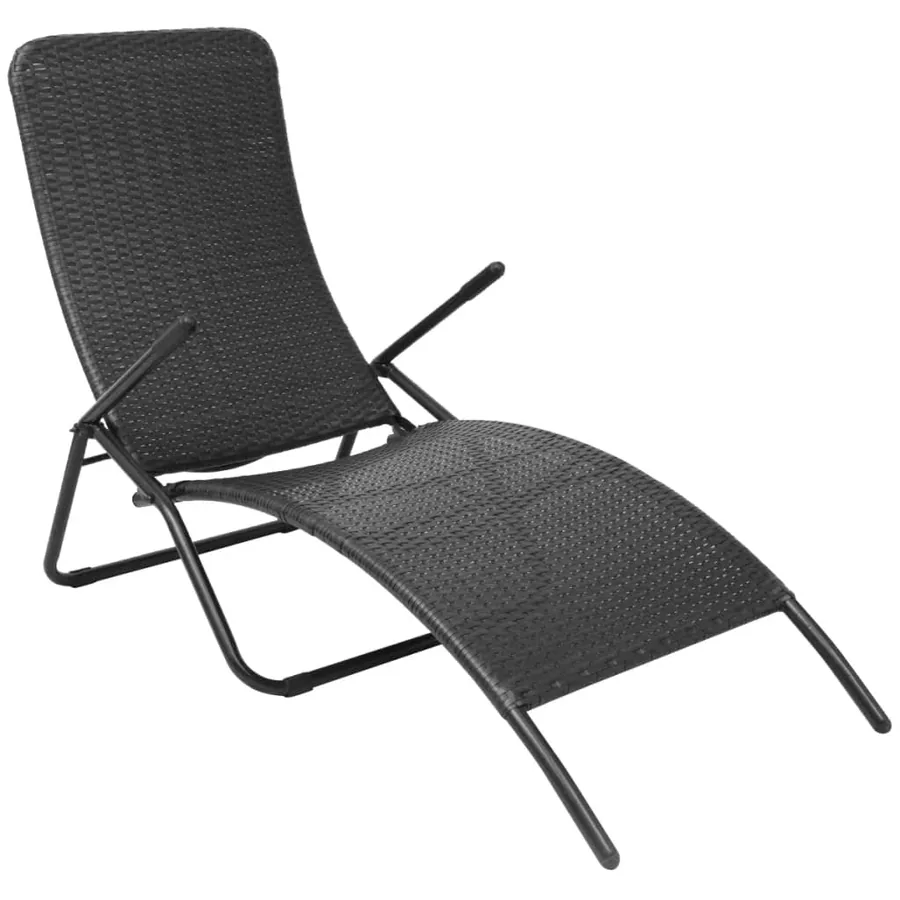 Chaise longue pliable résine tressée marron - 14