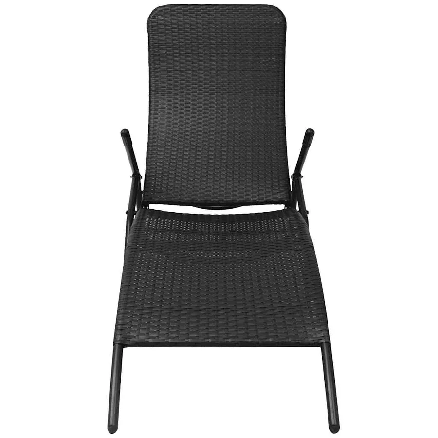 Chaise longue pliable résine tressée marron - 15