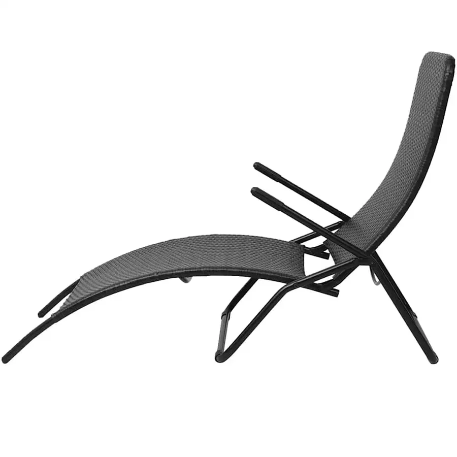 Chaise longue pliable résine tressée marron - 16