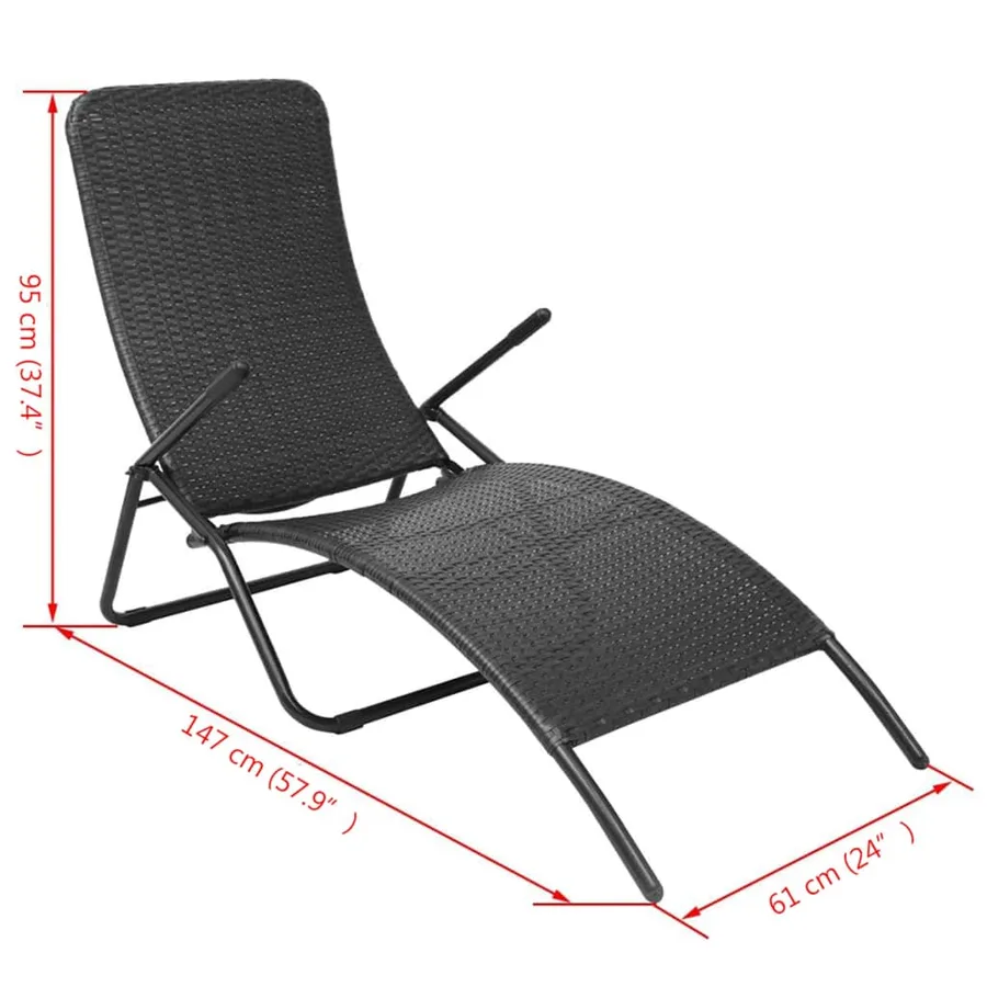 Chaise longue pliable résine tressée marron - 18
