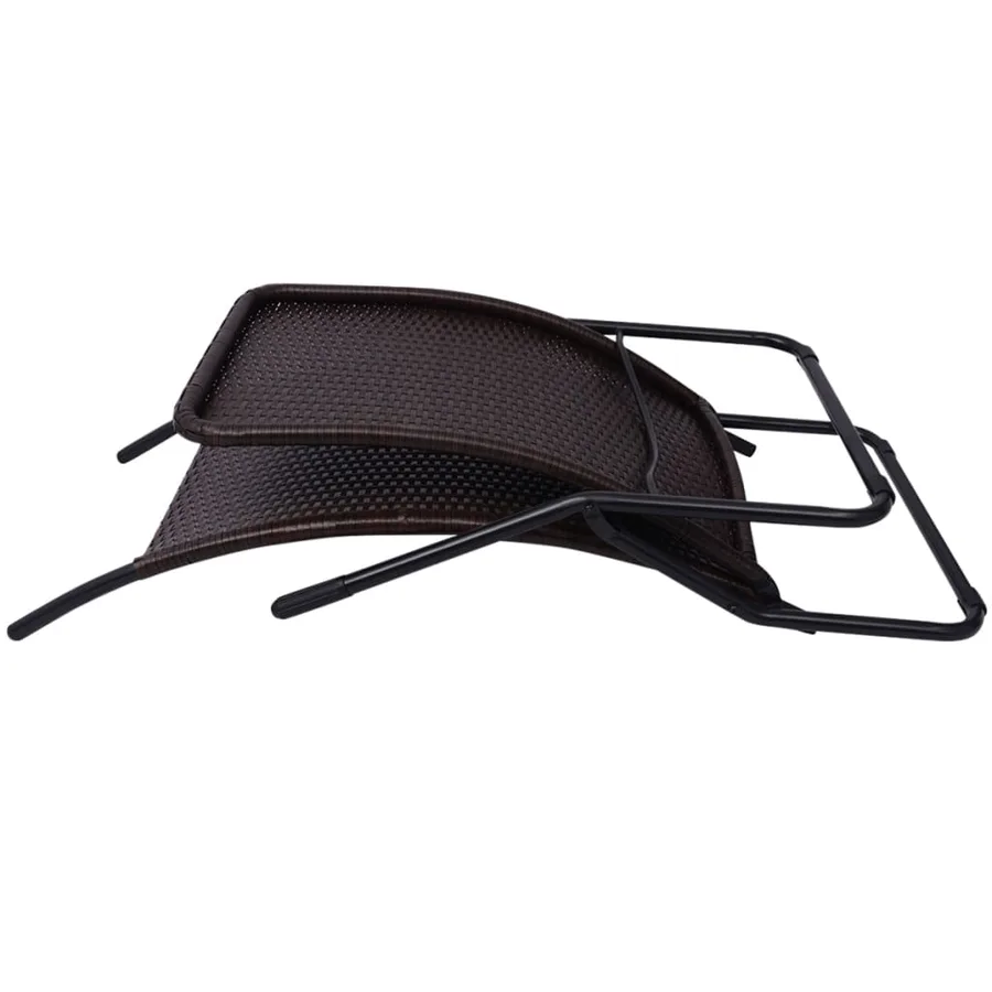 Chaise longue pliable résine tressée marron - 4