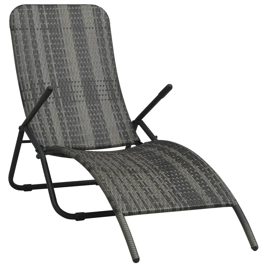 Chaise longue pliable résine tressée marron - 7