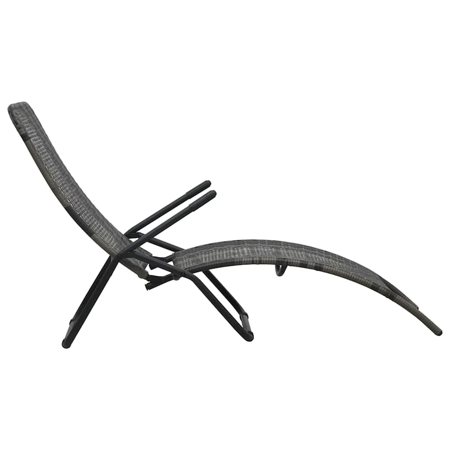 Chaise longue pliable résine tressée marron - 9
