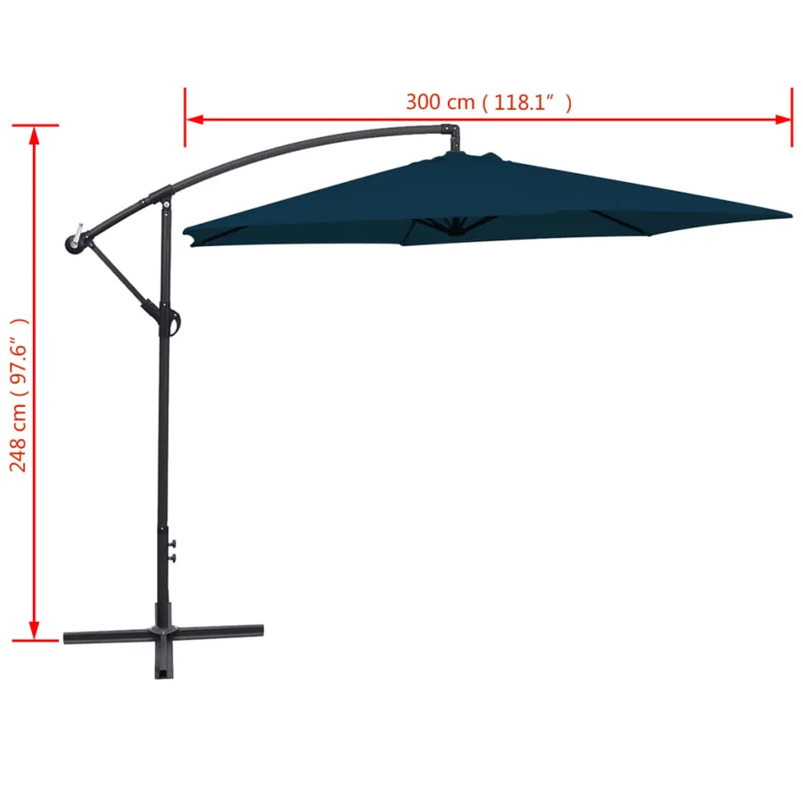 Parasol de jardin en porte-à-faux 3 m bleu - 8
