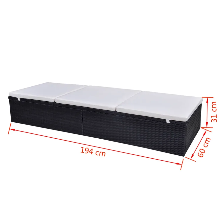 Chaise longue Noir polyrotin - 6