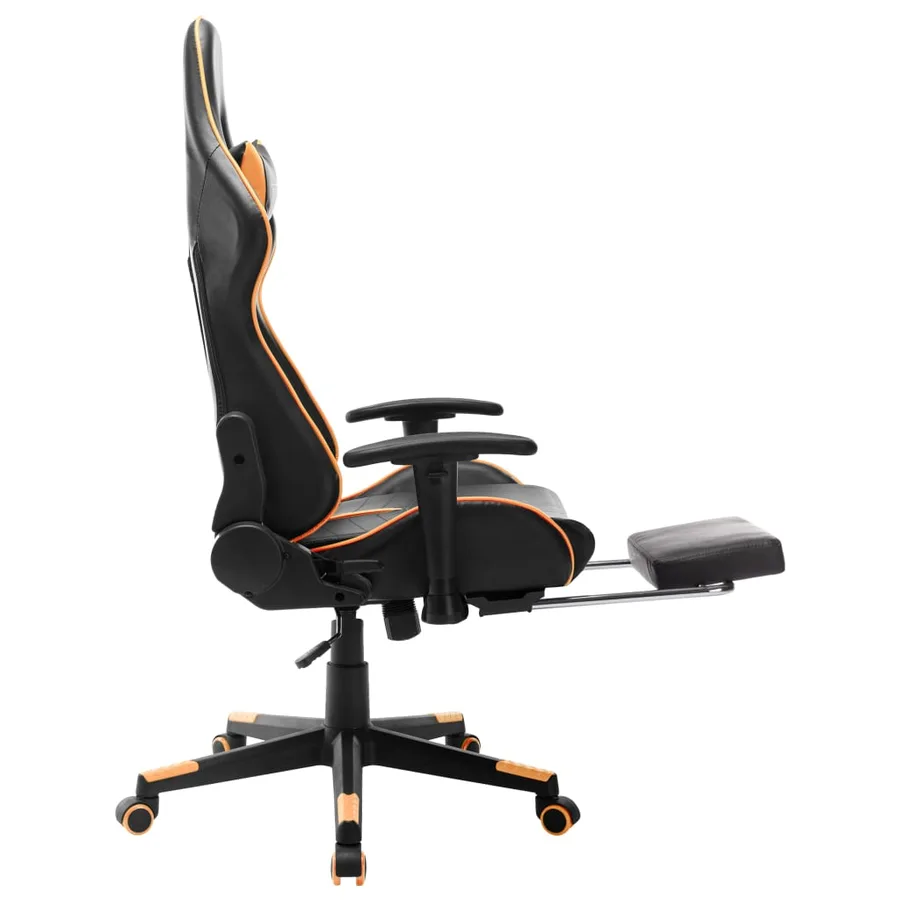 Chaise de jeu avec repose-pied Noir et orange Cuir artificiel - 5