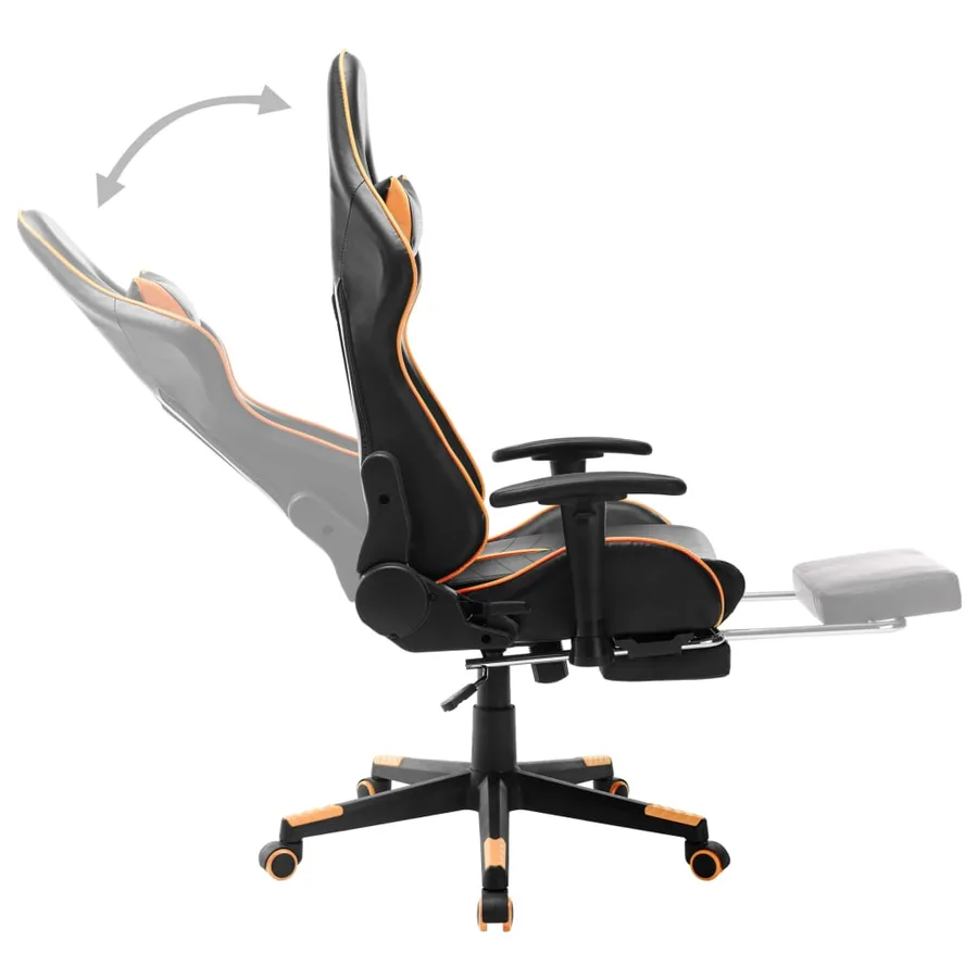Chaise de jeu avec repose-pied Noir et orange Cuir artificiel - 6