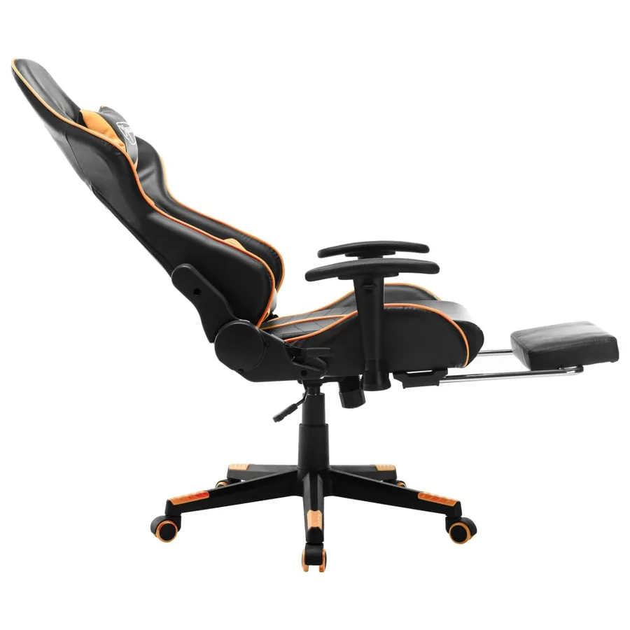 Chaise de jeu avec repose-pied Noir et orange Cuir artificiel - 7