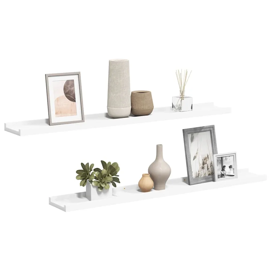 Étagères à rebord pour cadre photo 2 pcs Blanc 80x9x3 cm MDF - 2