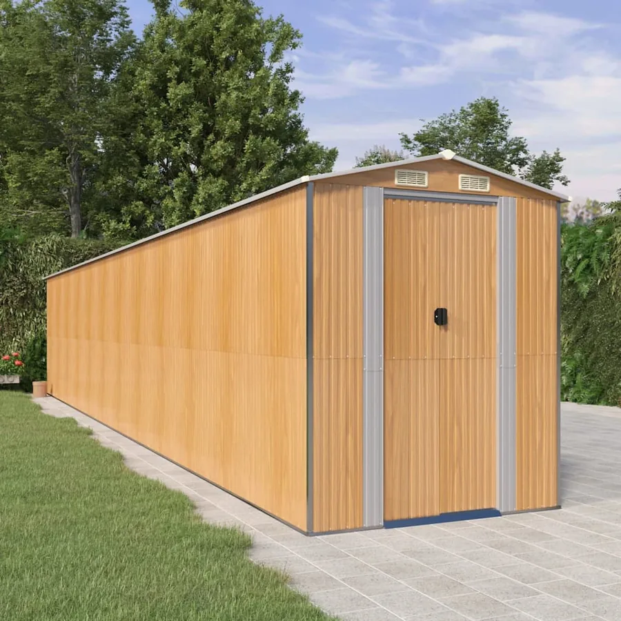 Abri de jardin Marron clair 192x1021x223 cm Métal galvanisé