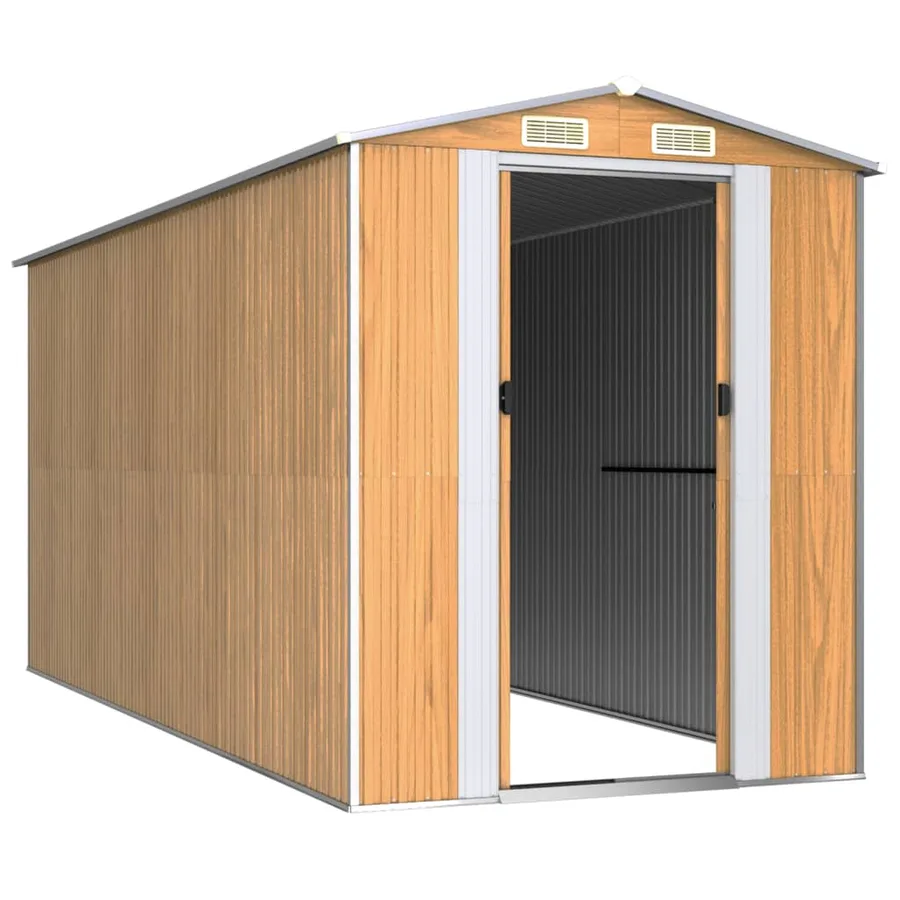 Abri de jardin Marron clair 192x440x223 cm Acier galvanisé - 3