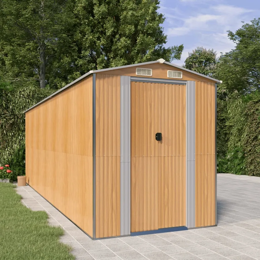 Abri de jardin Marron clair 192x606x223 cm Métal galvanisé