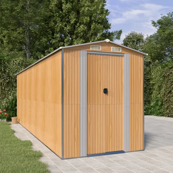 Abri de jardin Marron clair 192x606x223 cm Métal galvanisé