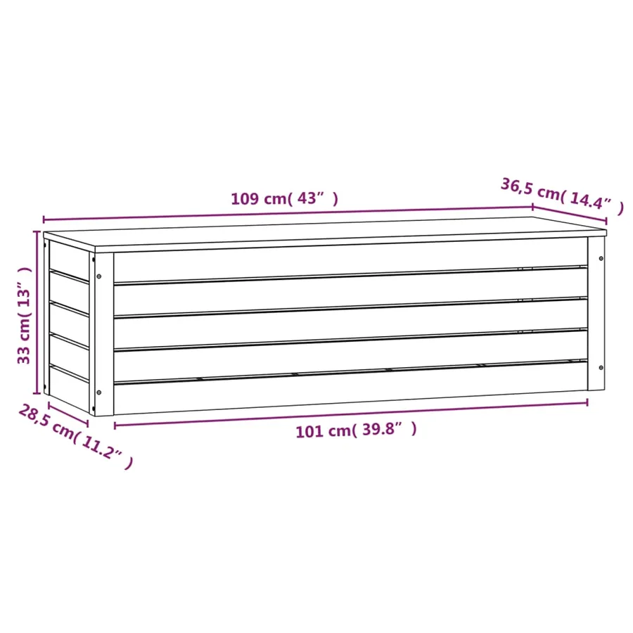 Boîte de rangement Blanc 109x36,5x33 cm Bois massif de pin - 10