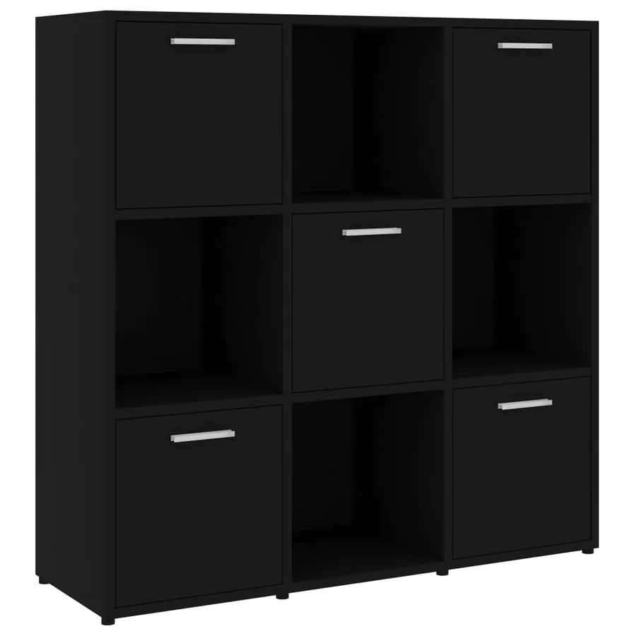 Bibliothèque Noir 90x30x90 cm Bois d’ingénierie - 2