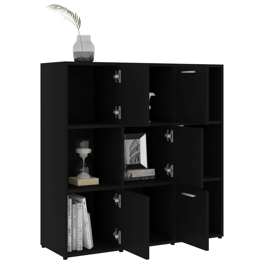 Bibliothèque Noir 90x30x90 cm Bois d’ingénierie - 4