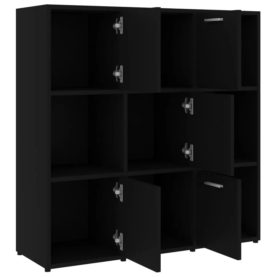 Bibliothèque Noir 90x30x90 cm Bois d’ingénierie - 5