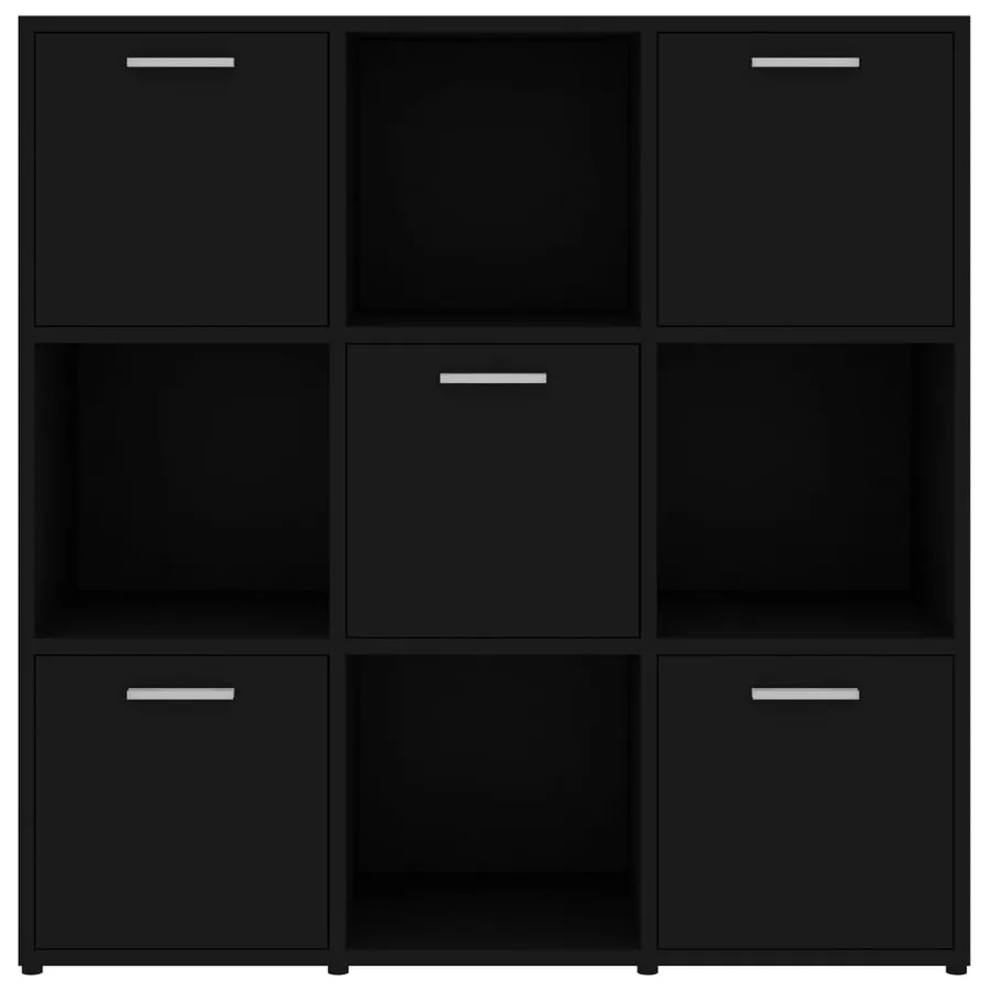 Bibliothèque Noir 90x30x90 cm Bois d’ingénierie - 6