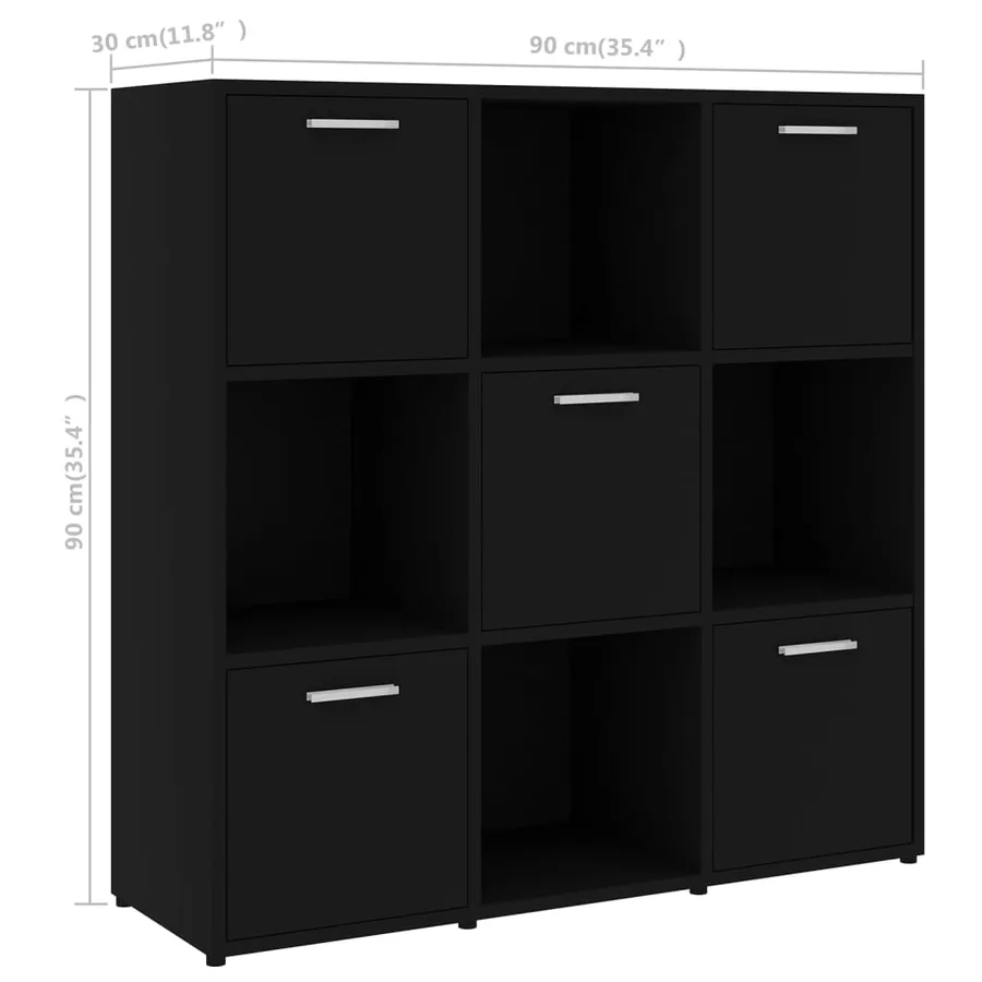 Bibliothèque Noir 90x30x90 cm Bois d’ingénierie - 8