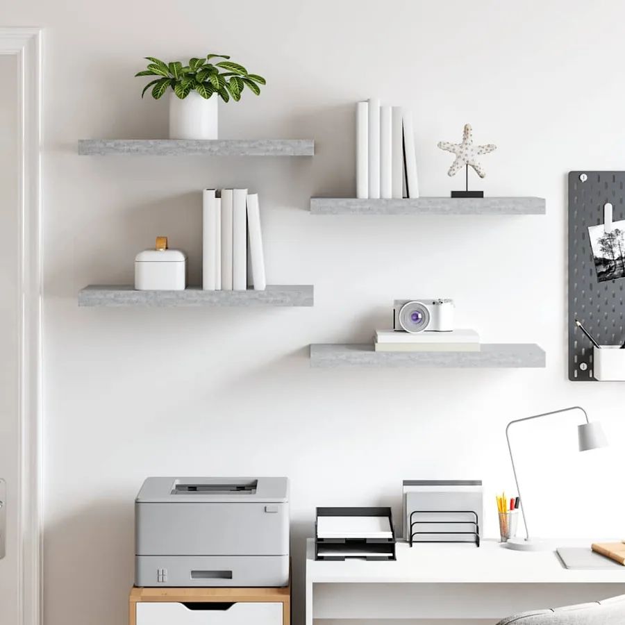 Étagères murales flottantes 4 pcs gris béton 60x23,5x3,8 cm MDF - 3