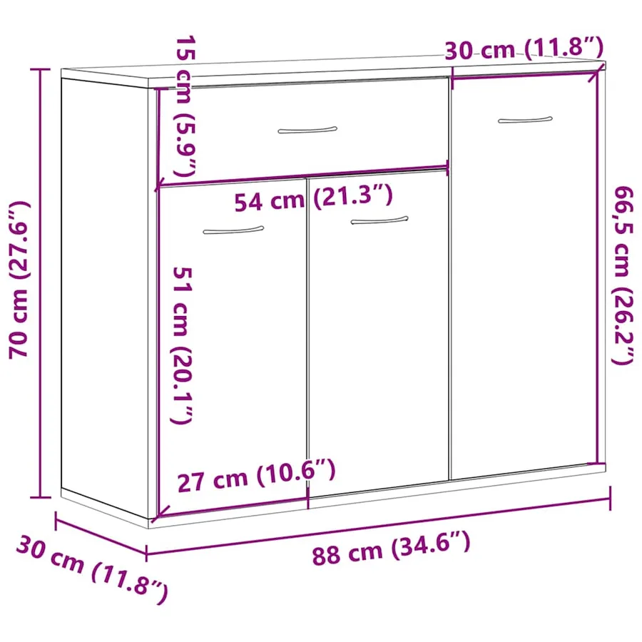 Buffet Blanc 88x30x70 cm Bois d'ingénierie - 12