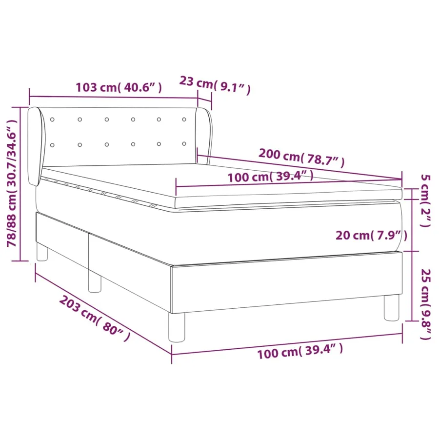 Sommier à lattes de lit avec matelas Gris clair 100x200cm Tissu - 7