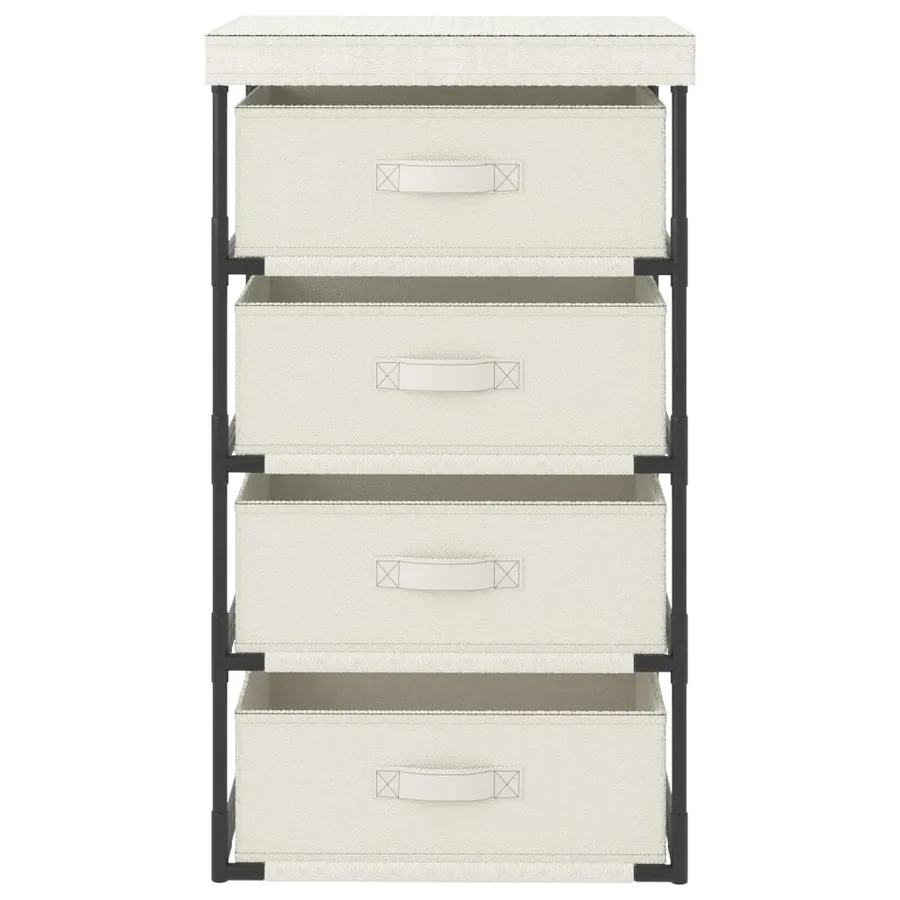 Étagère de rangement avec 4 paniers en tissu Acier Crème - 2