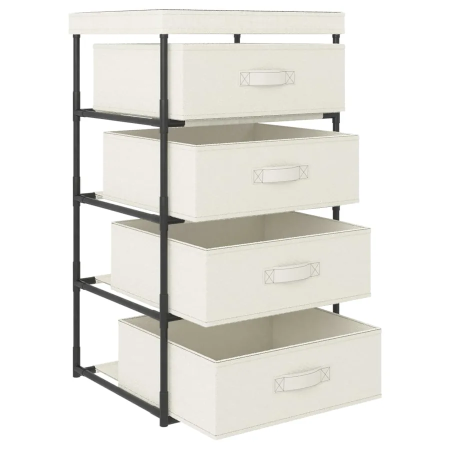 Étagère de rangement avec 4 paniers en tissu Acier Crème - 3