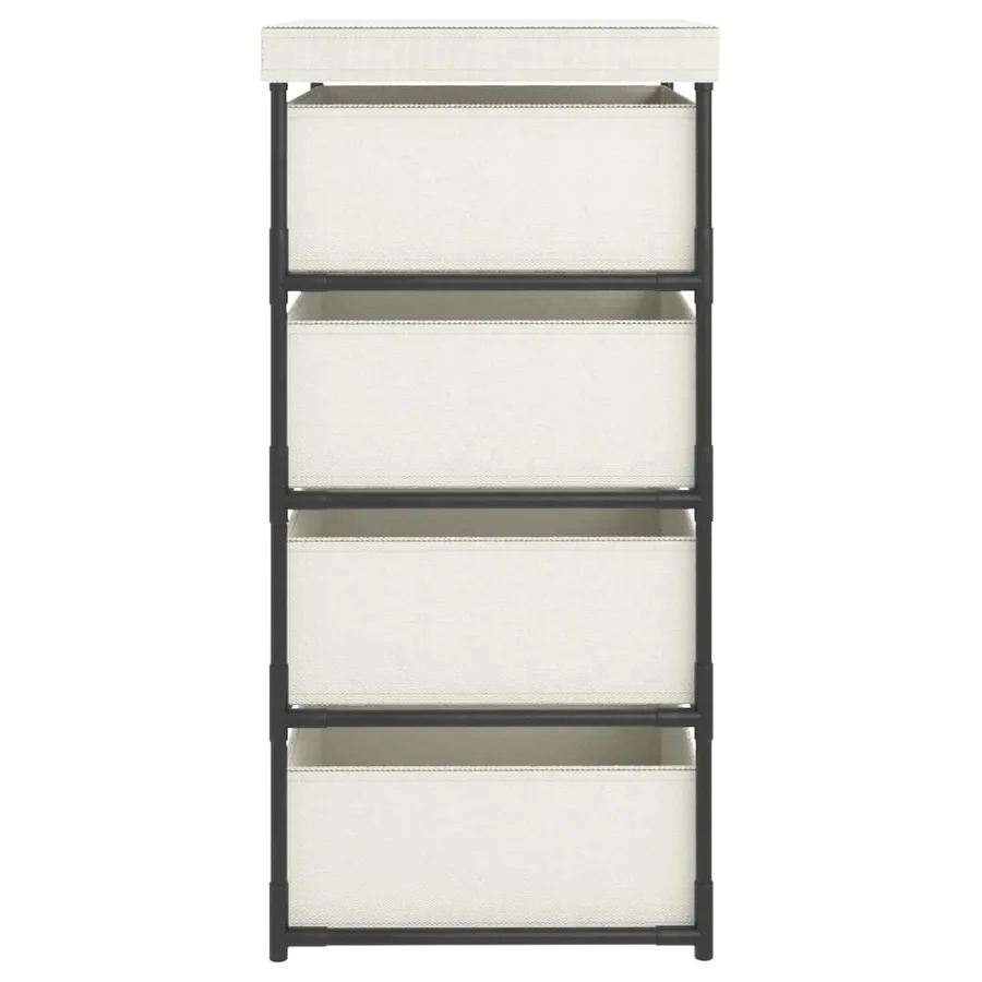 Étagère de rangement avec 4 paniers en tissu Acier Crème - 4