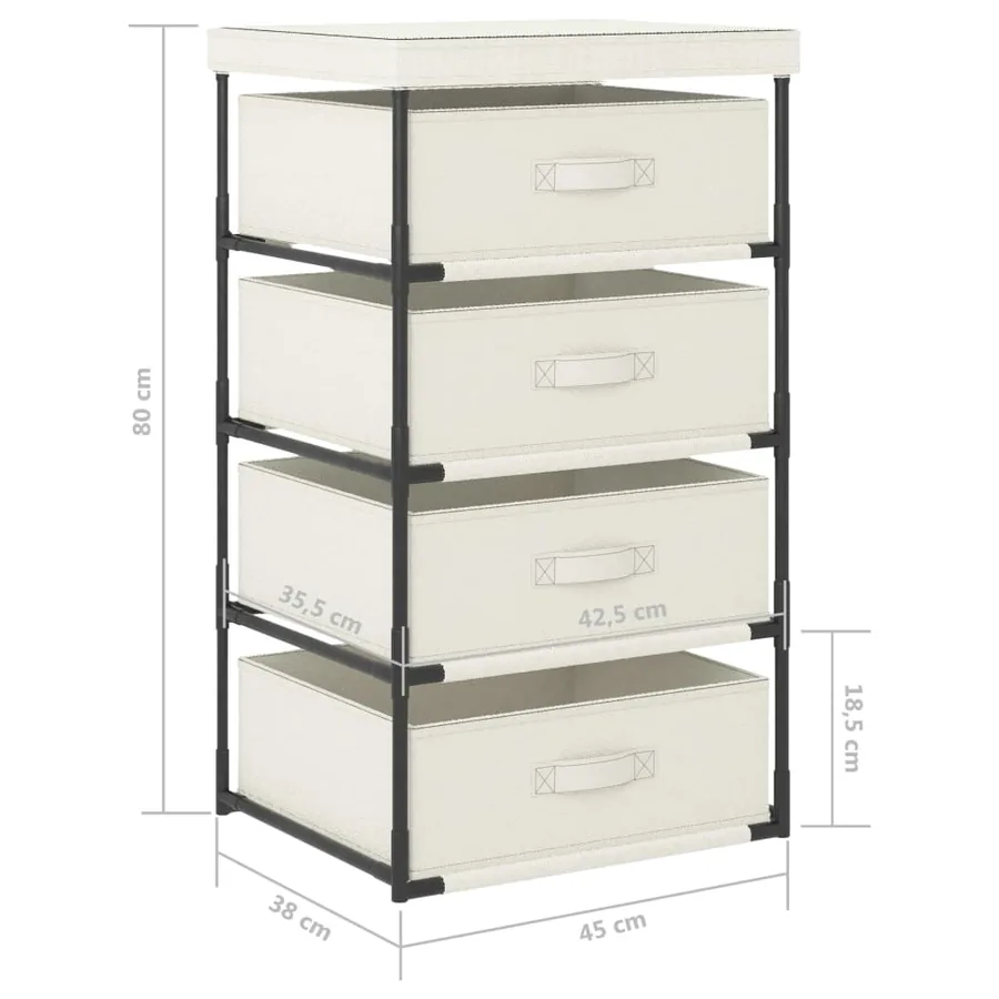 Étagère de rangement avec 4 paniers en tissu Acier Crème - 7