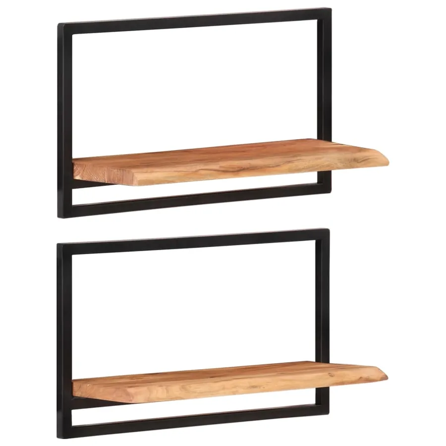 Étagères murales 2 pcs 60x25x35 cm Bois d'acacia et acier - 10