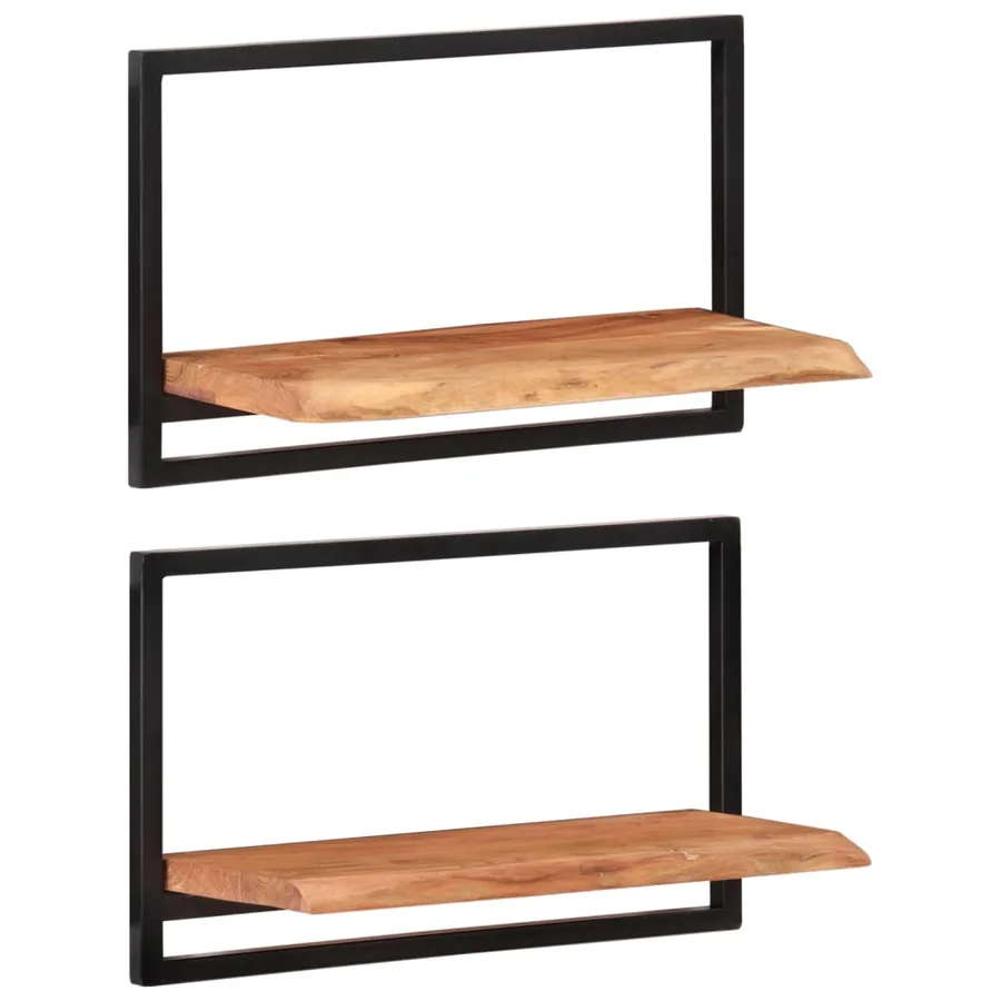 Étagères murales 2 pcs 60x25x35 cm Bois d'acacia et acier - 11