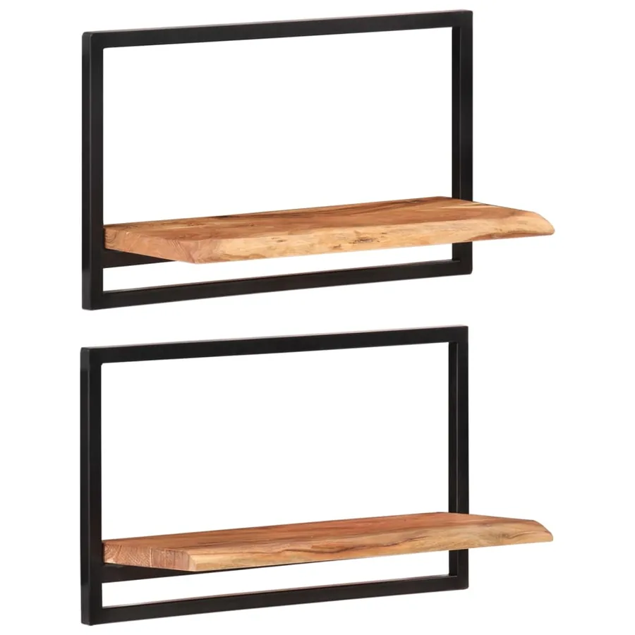 Étagères murales 2 pcs 60x25x35 cm Bois d'acacia et acier - 8