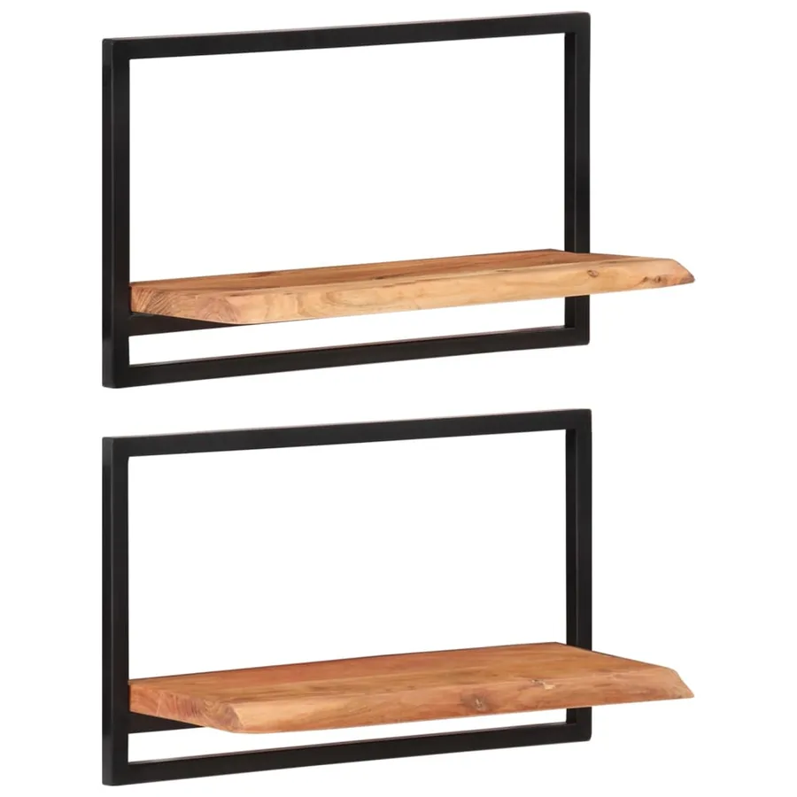 Étagères murales 2 pcs 60x25x35 cm Bois d'acacia et acier - 9