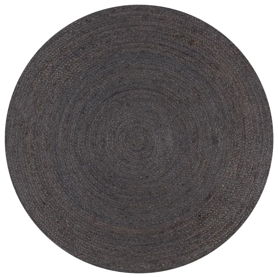 Tapis fait à la main Jute Rond 150 cm Gris foncé