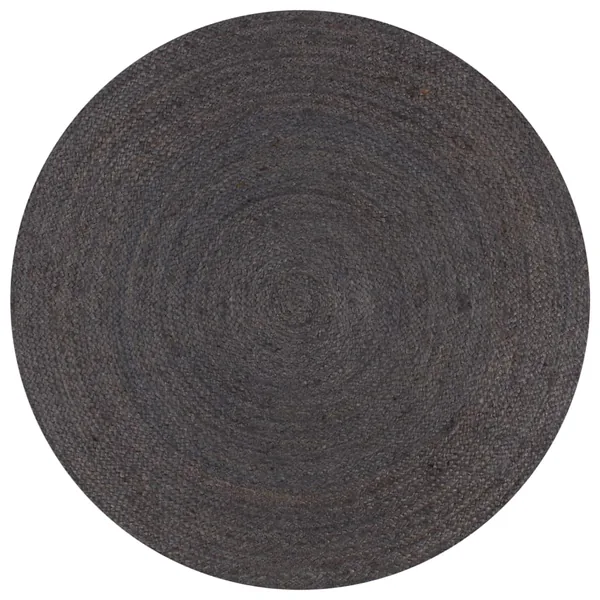 Tapis fait à la main Jute Rond 150 cm Gris foncé