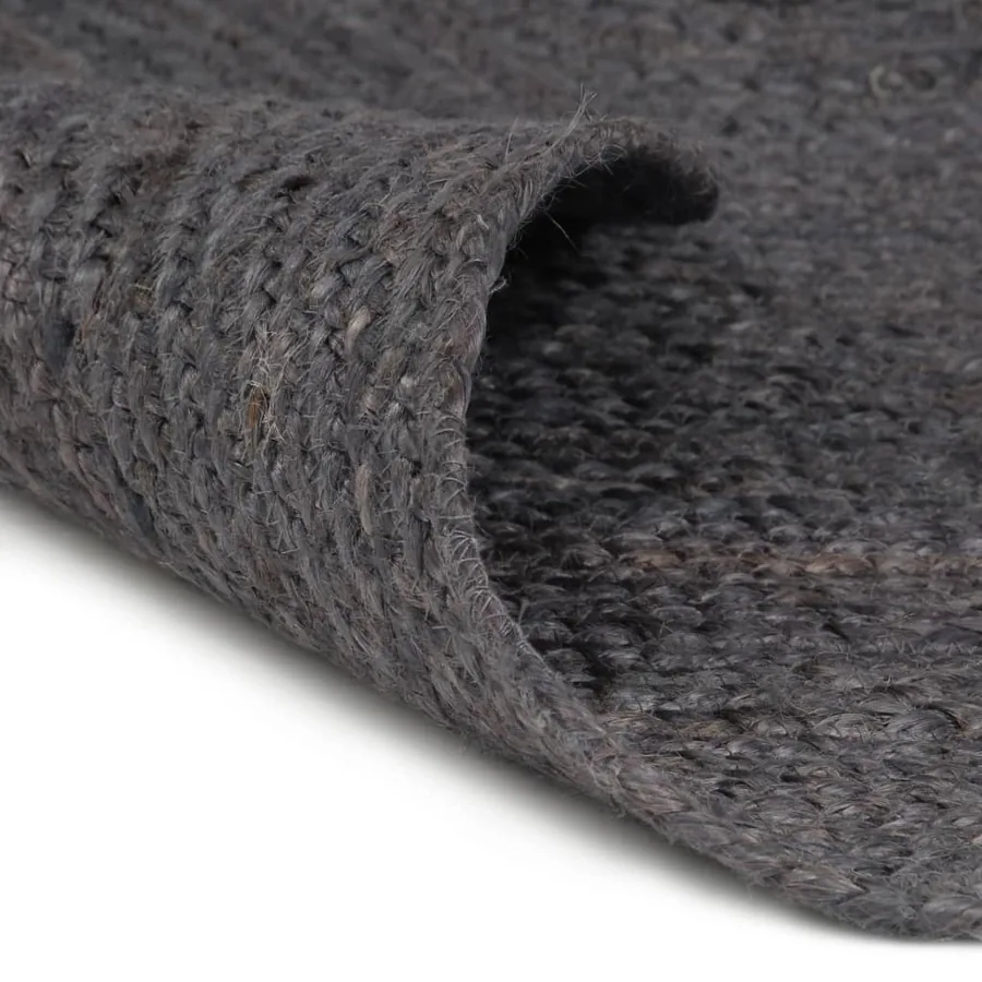 Tapis fait à la main Jute Rond 150 cm Gris foncé - 2