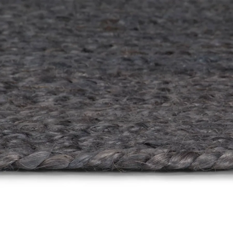 Tapis fait à la main Jute Rond 150 cm Gris foncé - 3