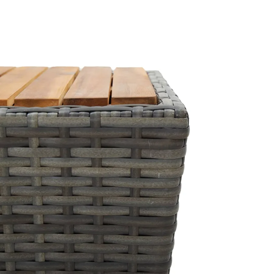 Table à thé gris 41,5x41,5x43cm résine tressée et bois d'acacia - 5