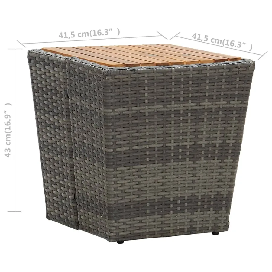Table à thé gris 41,5x41,5x43cm résine tressée et bois d'acacia - 6