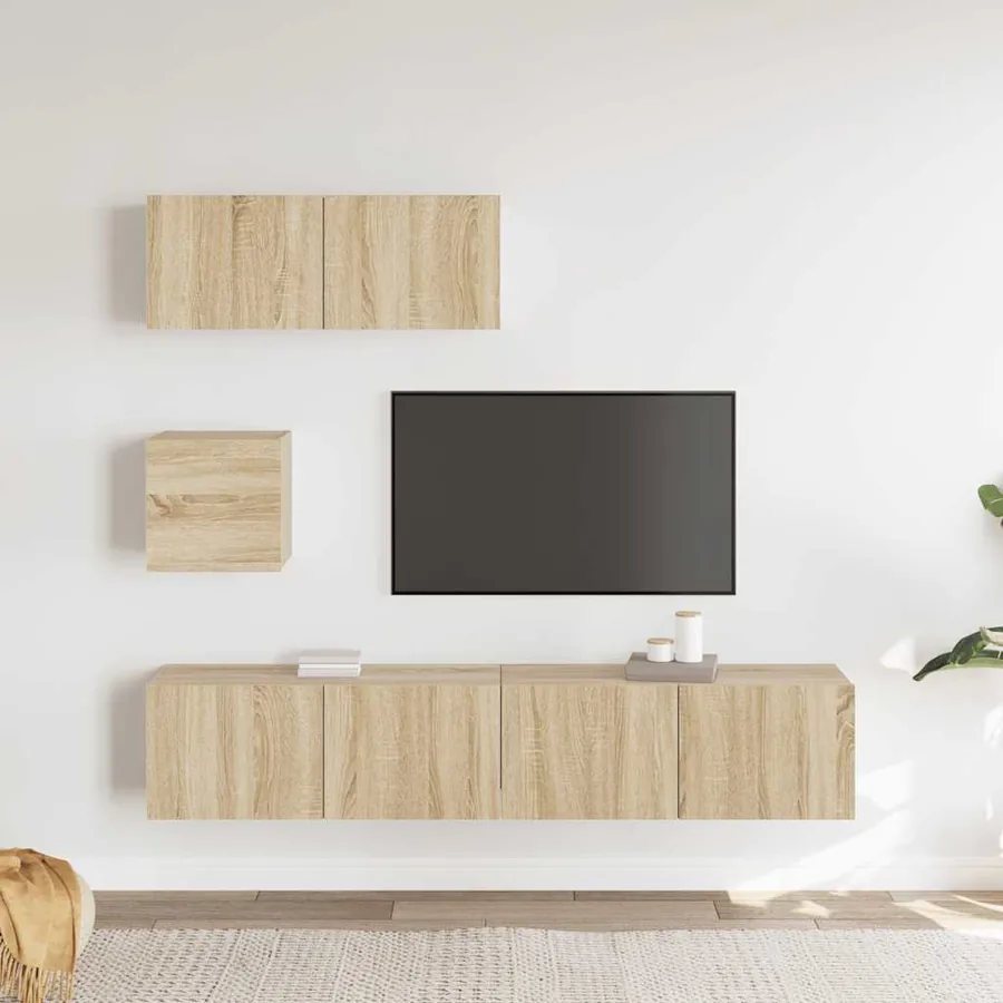 Ensemble de meubles TV 4 pcs Chêne sonoma Bois d'ingénierie - 3