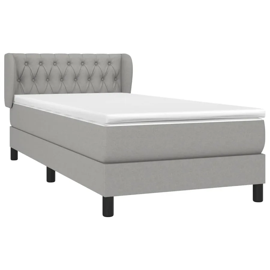 Sommier à lattes de lit avec matelas Gris clair 100x200cm Tissu - 3