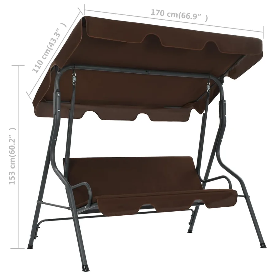 Balancelle de jardin Café 170 x 110 x 153 cm - 7