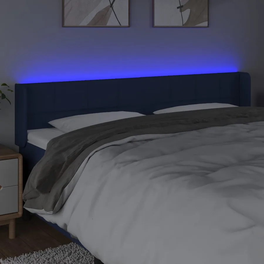 Tête de lit à LED Bleu 203x16x78/88 cm Tissu - 4