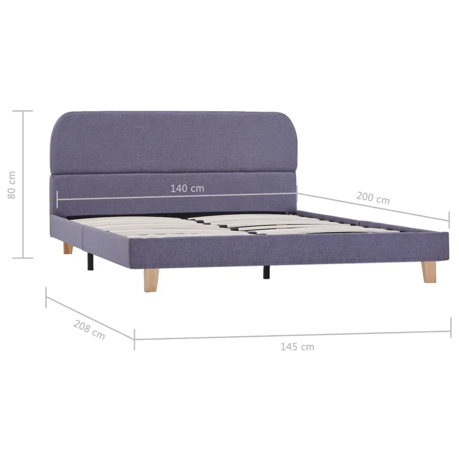 Cadre de lit sans matelas gris clair tissu 140x200 cm - 7