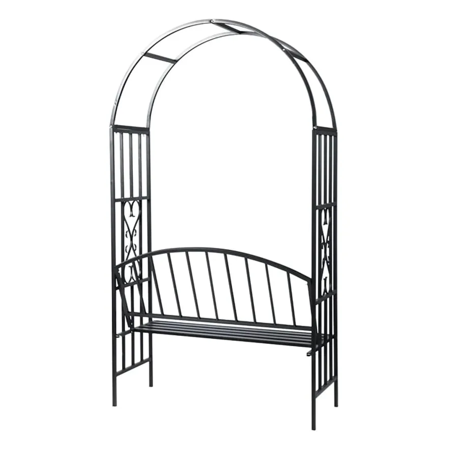Voûte à roses de jardin avec banc - 3