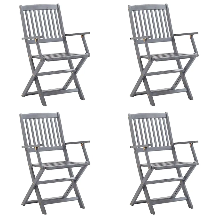 Chaises pliables d'extérieur lot de 4 et coussins Bois d'acacia - 2