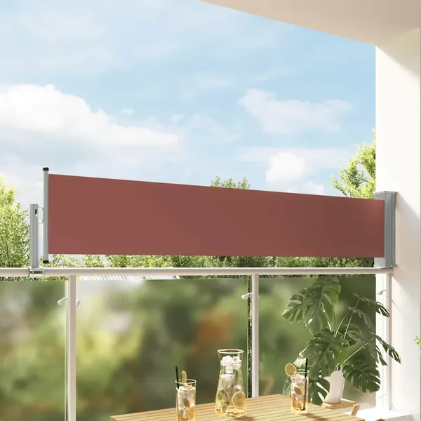 Auvent latéral rétractable de patio 60x300 cm Marron