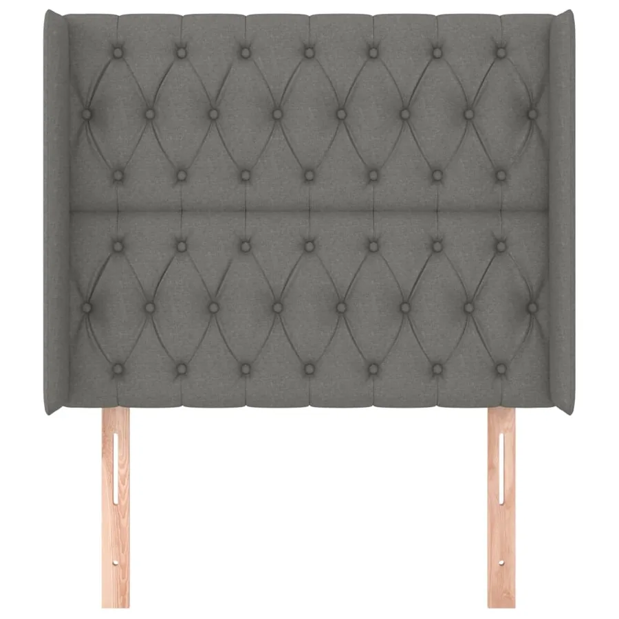 Tête de lit avec oreilles Gris foncé 93x16x118/128 cm Tissu - 3