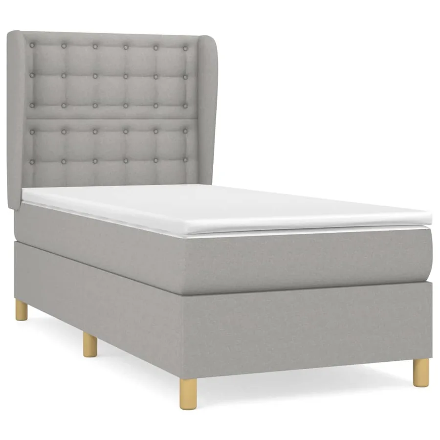 Sommier à lattes de lit avec matelas Gris clair 80x200 cm Tissu - 2
